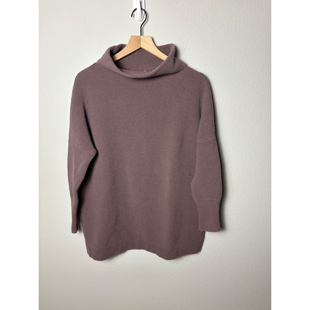 Free People Ottoman Slouchy Tunic Mauve Purple Ribbed Mock Neck Sweater Small
